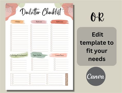 Printable Home Declutter Checklist - Etsy