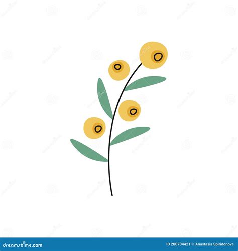 Flat Hand Drawn Vector Illustration Of Flower Stock Vector