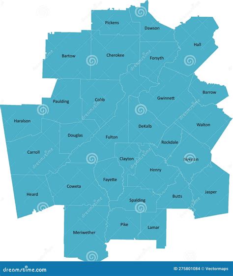 Atlanta Region Map With Zip Codes Cartoon Vector | CartoonDealer.com