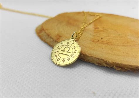 Libra Necklace K Yellow Gold Pendant Libra Jewelry Zodiac Etsy