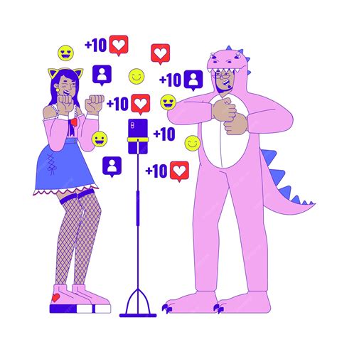 Premium Vector | Friends viral dance on social media 2D linear