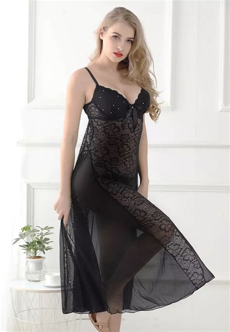 Lycka Lyb9031 Lady One Piece Sexy Lace Nightgown Black 2024 Buy Lycka