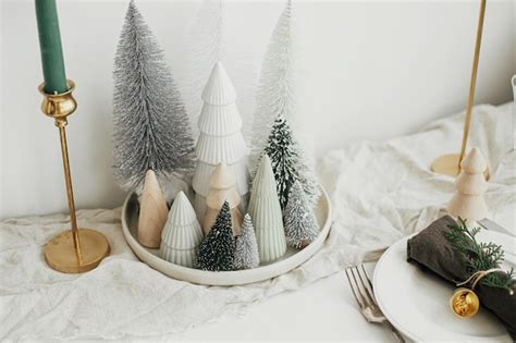 Decora O De Mesa De Natal Rvores De Natal Elegantes Em Pratos De