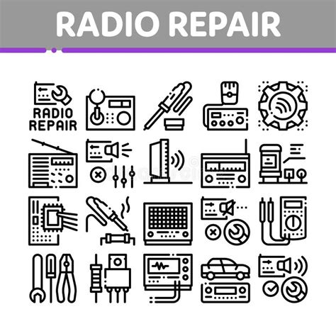 Conjunto De Iconos De Colecci N De Servicios De Reparaci N De Radio