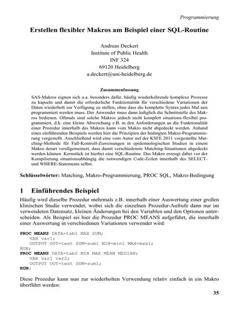 Erstellen Flexibler Makros Am Beispiel Einer Sql Routine Sas Wiki