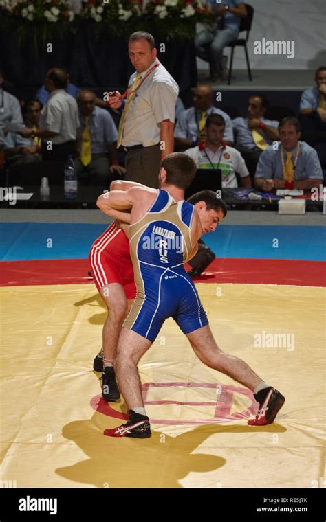 Bucharest Romania July 27 2011 Professional Wrestlers Grapple In