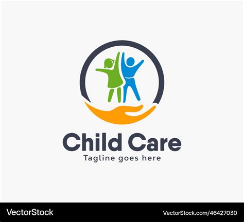 Child care logo design kids Royalty Free Vector Image