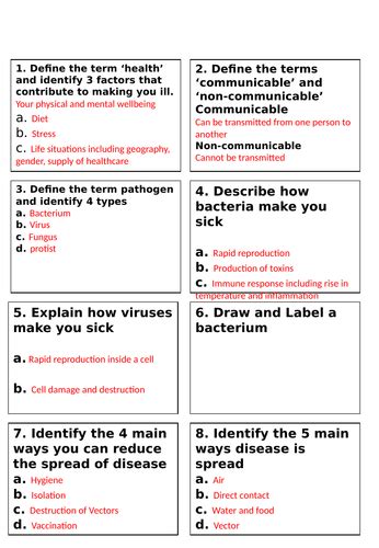 Aqa Communicable Disease Task Cards Teaching Resources