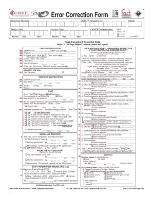 Fillable Online Cibmtr Error Correction Form Center For International