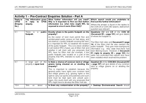 Property Sgs Activity Pack Solution Lpc Property Law And Practice