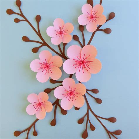 Cherry Blossom Svg Paper Flower Template Bundle Video Etsy