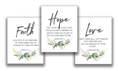 Faith Hope Love Bible Verse Inspirational Art Set of 3 pieces wall art ...