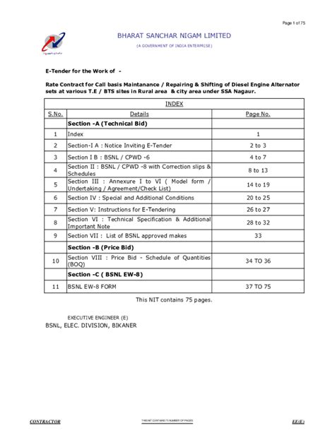 Fillable Online E Tender For The Work Of Rate Contract For Call Basis