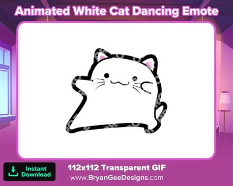 Animated White Cat Dancing Emote for Twitch or Discord, Cat Dance Emote ...