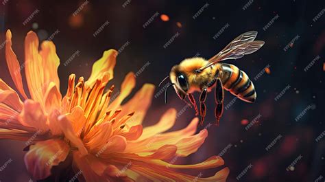 Premium Ai Image Impeccable Rendering Of A Bee Pollinating A Flower