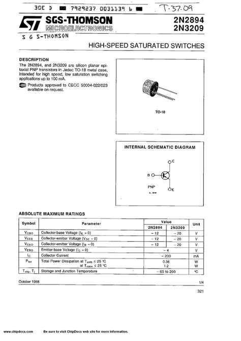 2N3209 Datasheet Silicon Planar PNP Transistor