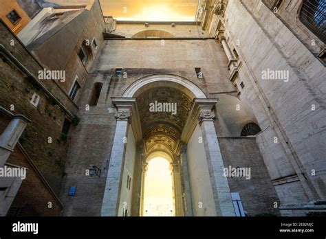 The imposing main gate into the Vatican City museum section inside the Vatican City area of Rome ...