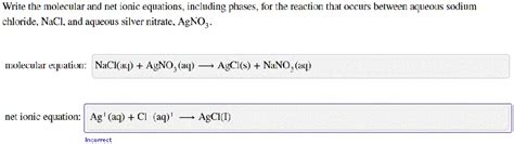 Solved Write The Molecular And Net Ionic Equations Including Phases