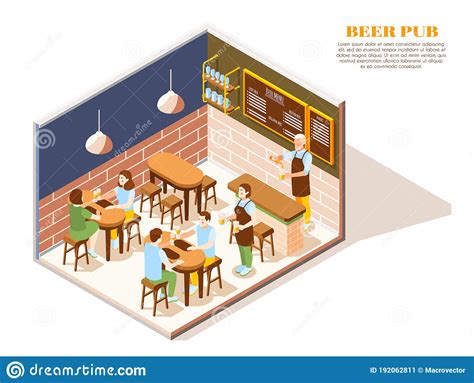 Beer Pub Isometric Composition Stock Illustration Illustration Of