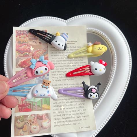 Easy Sales Sanrio Hair Clips Girls Cinnamoroll My Melody Kuromi