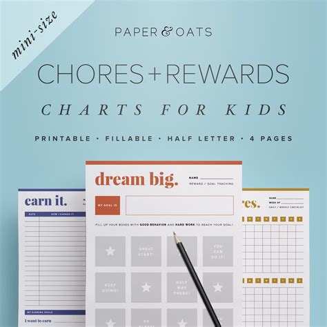 Mini Kids Chores List, Kids Chore Chart, Cleaning Checklist, Reward ...