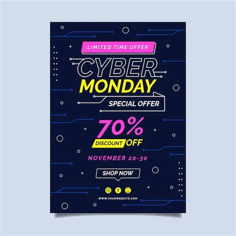 Plantilla De Cartel Vertical Plano De Cyber Monday Vector Gratis