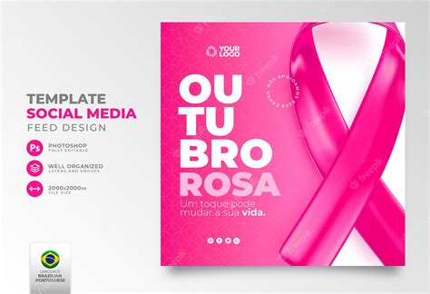 Postar Mídia Social Para Outubro Rosa Em Render 3d Para Campanha Contra