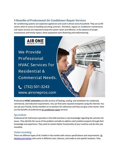 5 Benefits Of Professional Air Conditioner Repair Services By