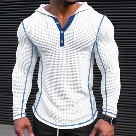 Men S T Shirt Tee Waffle Henley Shirt Henley Shirt Tee Top Long Sleeve