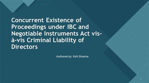 Ibc Laws Concurrent Existence Of Proceedings Under Ibc And Negotiable Instruments Act Vis à