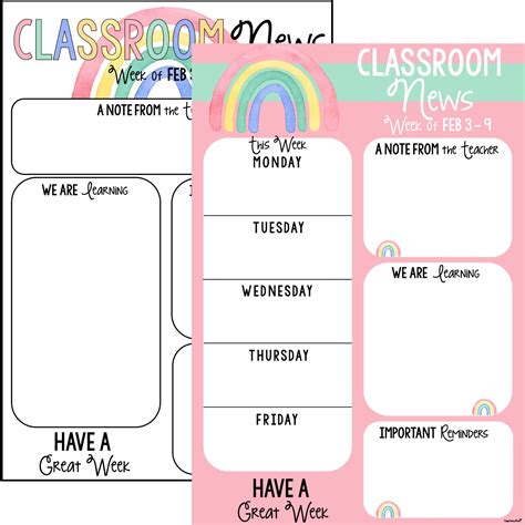 Newsletter Template Rainbow Top Teacher