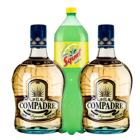 2 Destilado De Agave El Compadre 750 Ml Squirt 2000 Ml Sampieri