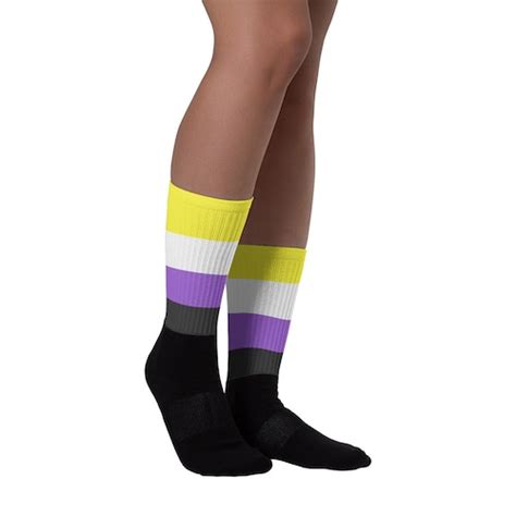 Non Binary Flag Socks Enby Pride Socks Lgbtq Accesories Etsy