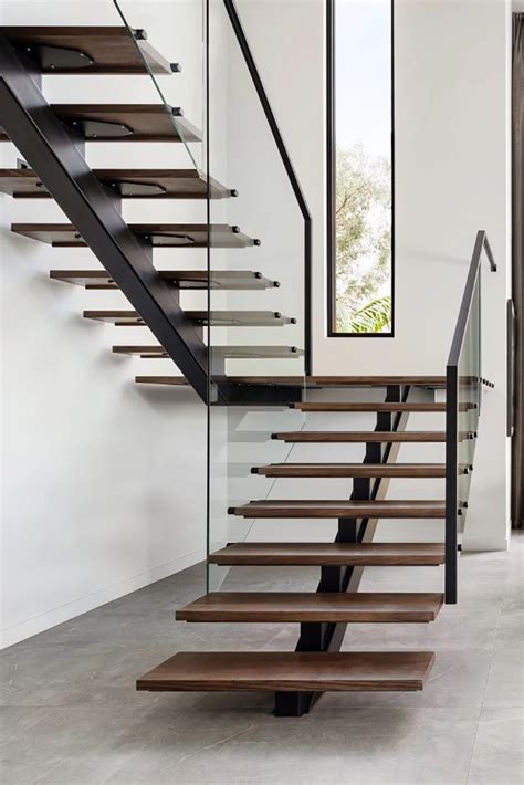 Modern Stairs Interior U Shape Steel Wood Straight Staircase Design