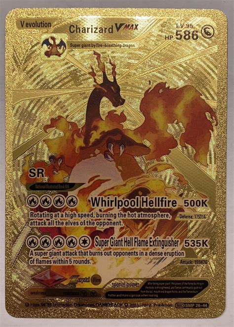 Rare Charizard Vmax Gold Foil Pokemon Card Fan Art Smp 2644 586hp 535k Values Mavin