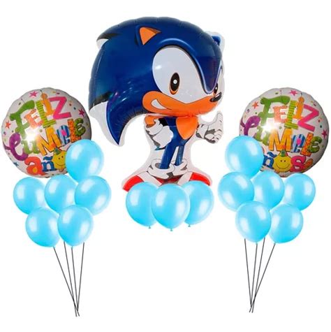 Paquete Globos Met Licos Sonic Fiesta Cumplea Os Decoracion Cuotas