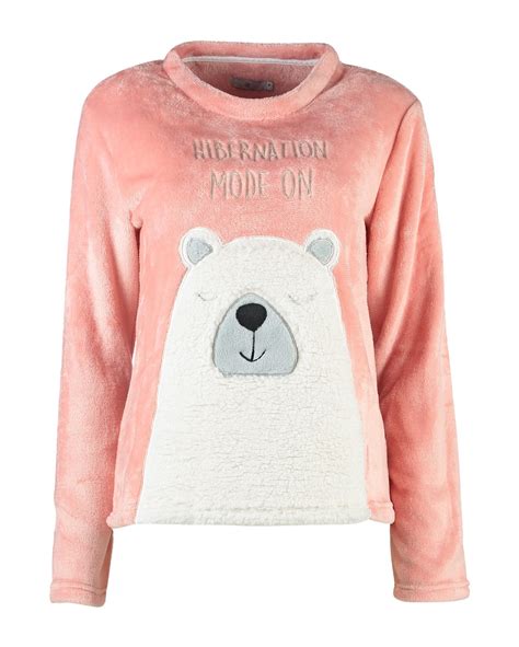 Riachuelo Pijama Feminino Longo Fleece Urso Polar Rosa Salm O