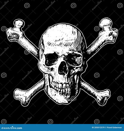 Pirates Jolly Roger Symbol Vector Poster Of Skull With Pirate Eye