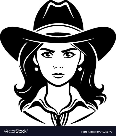 Cowgirl Black And White Isolated Icon Royalty Free Vector