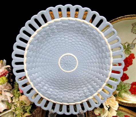 Wedgwood Stunning Blue White Queensware Platter Basketweave Design