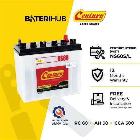 Installation Provided NS60S NS60L Century Hybrid WET Car Battery