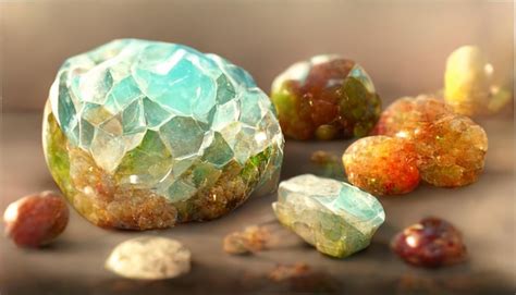 Una Pintura De Rocas Y Cristales Foto Premium