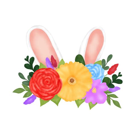 Easter Bunny Ears With Flower Png