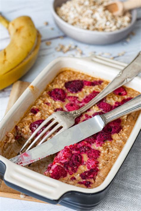 Baked Oats Mit Banane Und Himbeeren