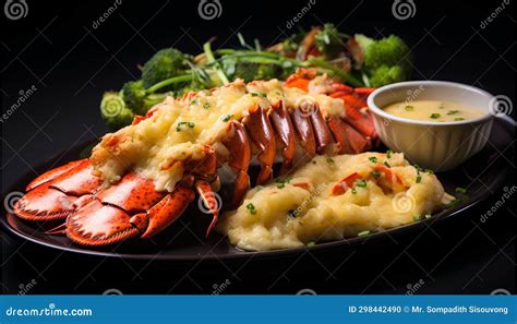 Fancy Baked Lobster Tails Thermidor are Served with a Garlic Butter ...