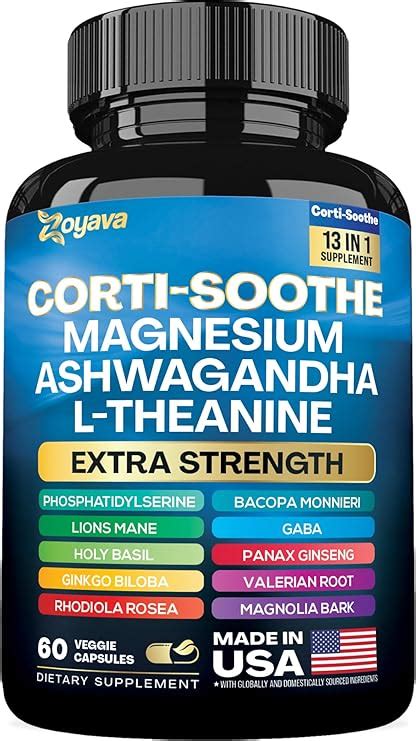 Zoyava Corti Soothe Cortisol Supplement Magnesium Glycinate 200mg L Theanine 150mg