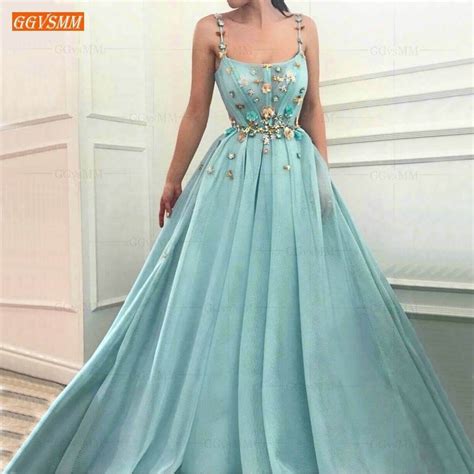 Elegant Tulle Ice Blue Prom Dresses Long Illusion Sleeveless Slim