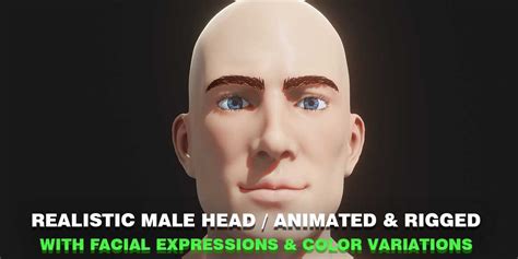 Realistic Male Head 3d Model Animated With Facial Expressions Blender Market