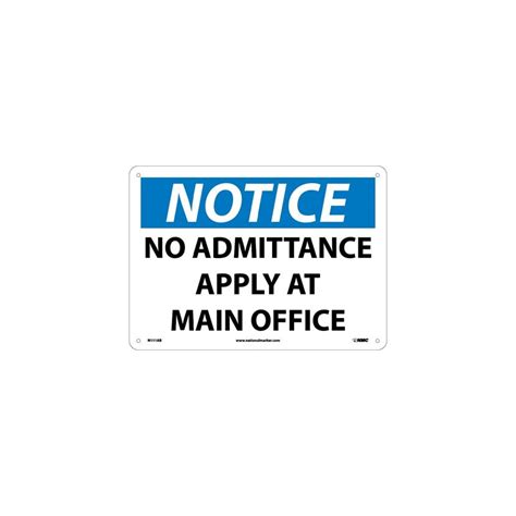 AccuformNMC MAD OSHA Notice Safety Sign No Admittance Apply At Office