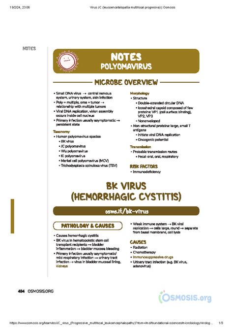 Virus JC leucoencefalopatía multifocal progresiva Osmosis Medicina